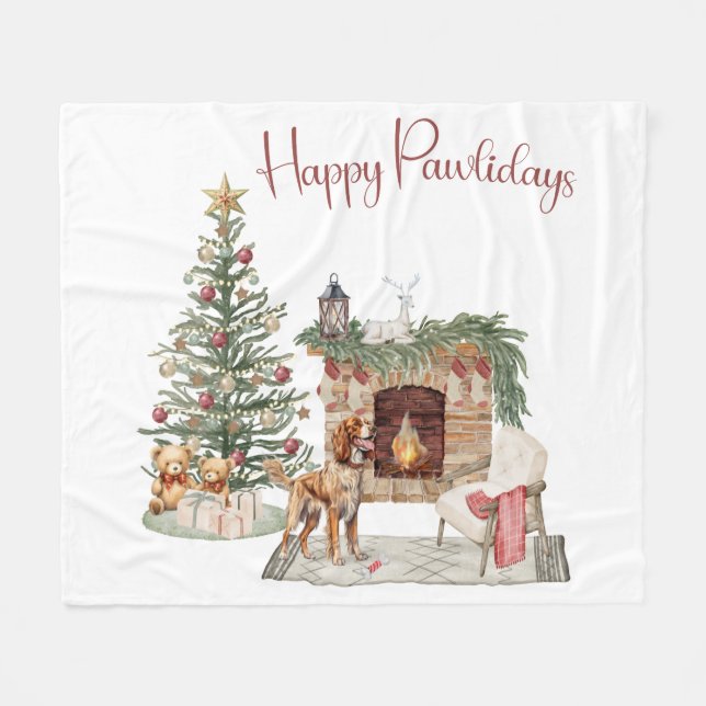 Cobertor De Velo Feliz Pawlidays Design de Cachorro - Brittany Span (Frente (Horizontal))