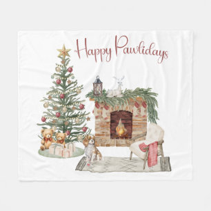 Cobertor De Velo Feliz Pawlidays Design de Cachorro - King Charles