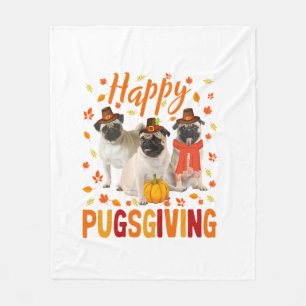 Cobertor De Velo Feliz Pugspuração Bonita Ação de Graças Cachorro V
