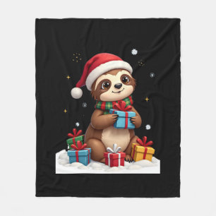 Cobertor De Velo Feliz Slothmas lindo sloth de Natal chapéu de Papa