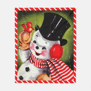 Cobertor De Velo Feliz Snowman Vintage