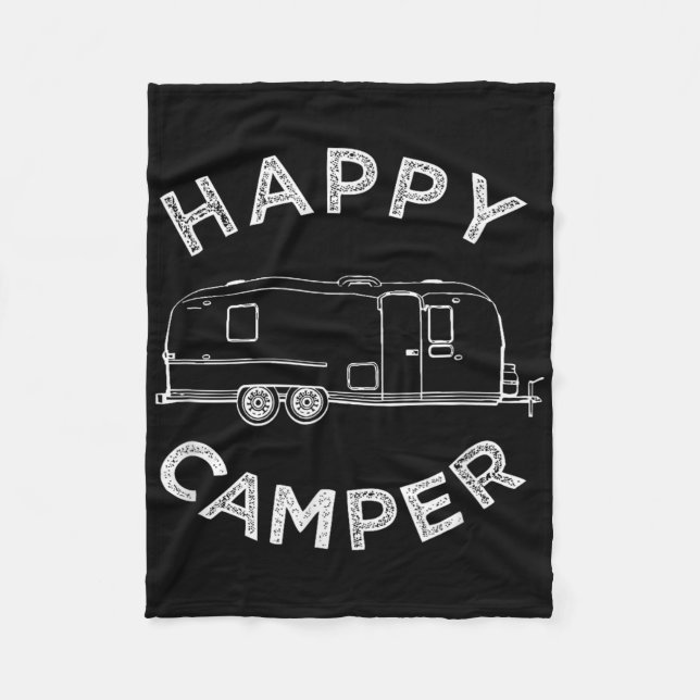 Cobertor De Velo Feliz Trailer Camper, Retro Camping Caravan Tee (Frente)