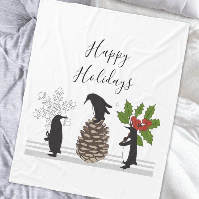 Cobertor De Velo Felizes Festas Pinguim Engraçado Natal (Criador carregado)
