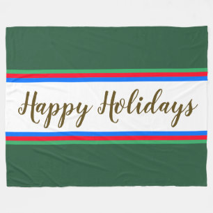 Cobertor De Velo FELIZMENTE HOLIDAYS Verde Azul - Frisas Vermelhas