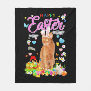Cobertor De Velo Felz pascoa Bunny Abyssinian Cat