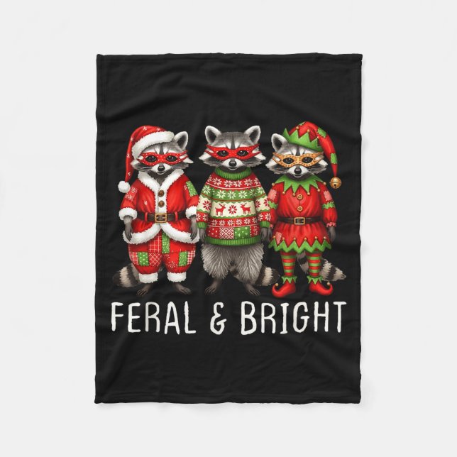 Cobertor De Velo Feral And Bright Raccoon Santa Christmas Holiday T (Frente)