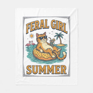 Cobertor De Velo Feral Girl Summer Gato Flutua Camisa Vintage Desig