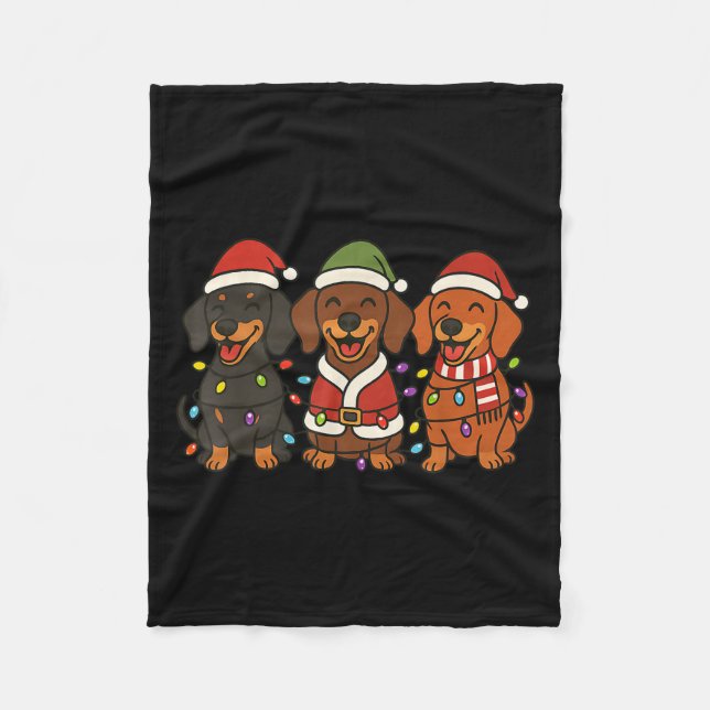 Cobertor De Velo Feriado das Luzes de Natal dos Cães Bons Dachshund (Frente)