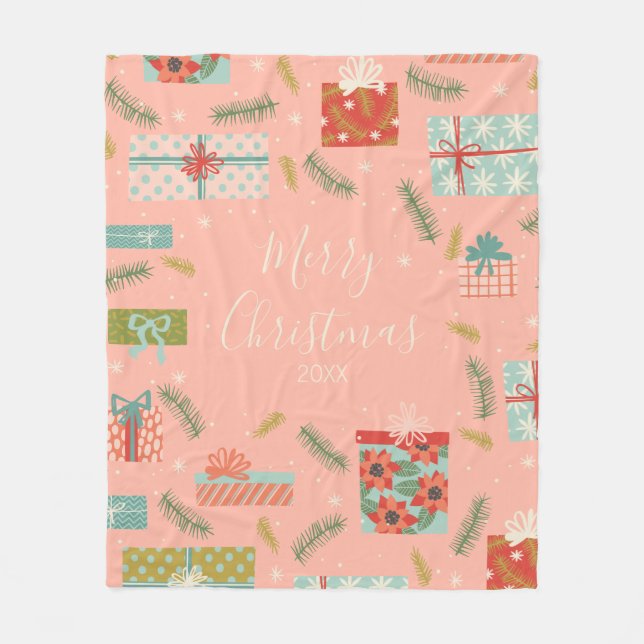 Cobertor De Velo Feriado de Caixa de Presente de Natal Retroativo C (Frente)