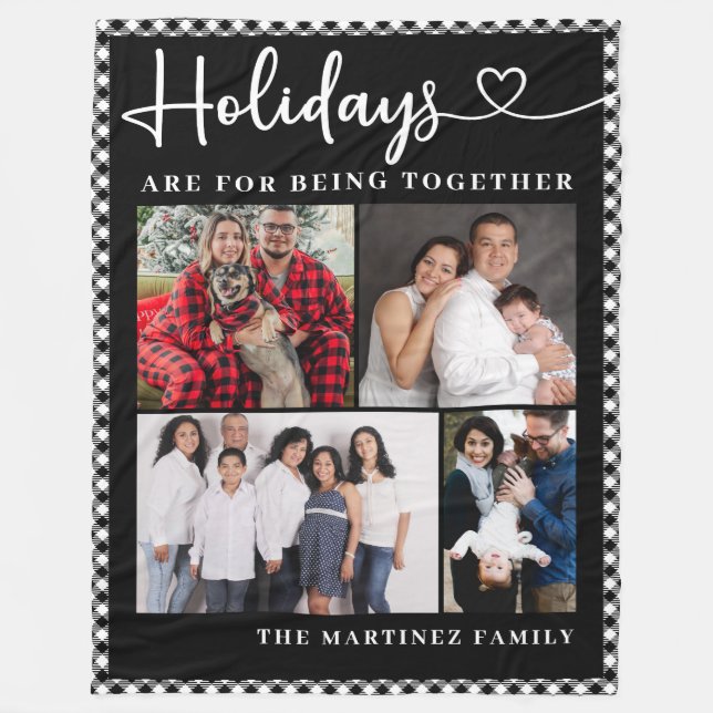 Cobertor De Velo Feriado de Colagem de Fotos da Família Personaliza (Frente)