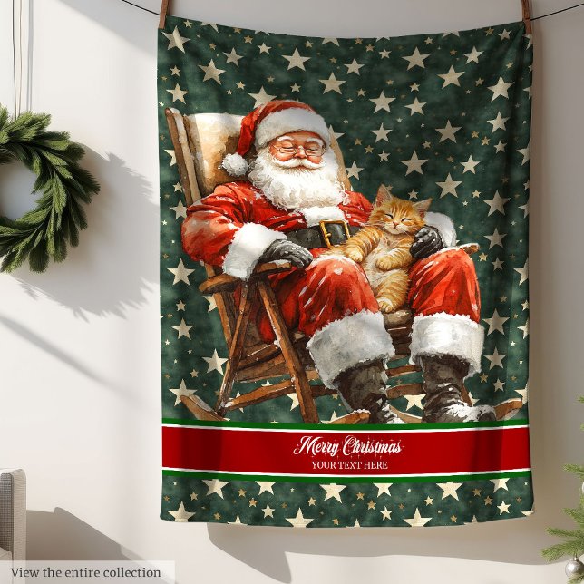 Cobertor De Velo Feriado de Natal com Aquarela Retroativa (Retro Watercolor Santa Claus Holiday Blanket)