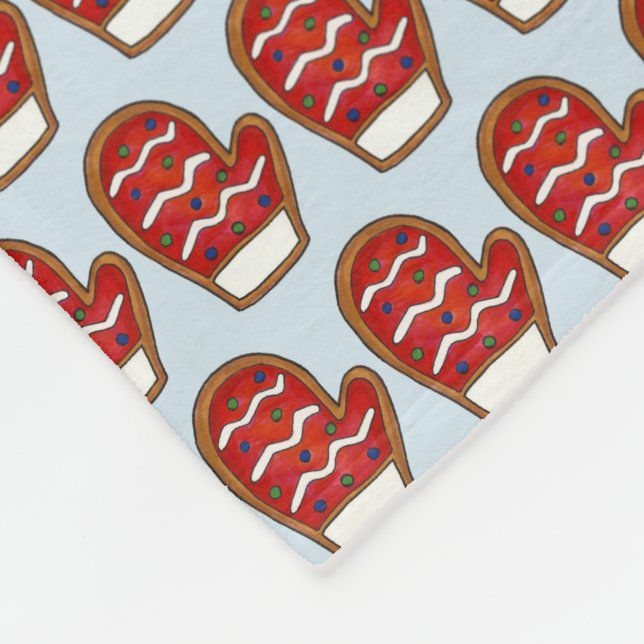 Cobertor De Velo Feriado de Natal da Impressão de Red Winter Mitten (Quina)