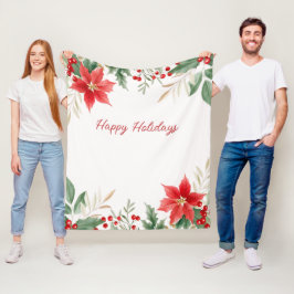 Cobertor De Velo Feriado de Natal de Poinsettia Vermelha