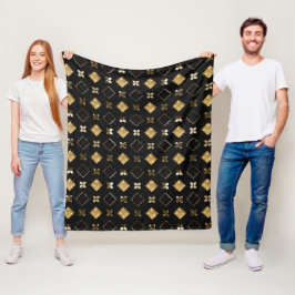 Cobertor De Velo Férias Preto e Dourado Metal Natal Geométrico