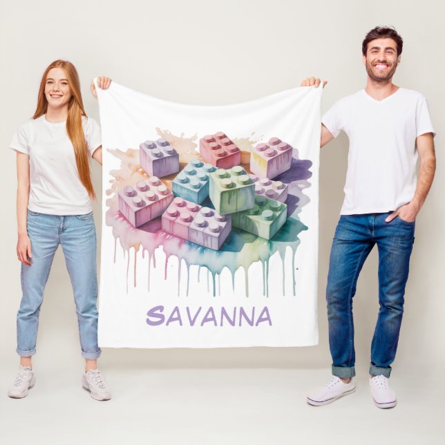 Cobertor De Velo Festa de Aniversário da Menina com Blocos de Const (In Situ)