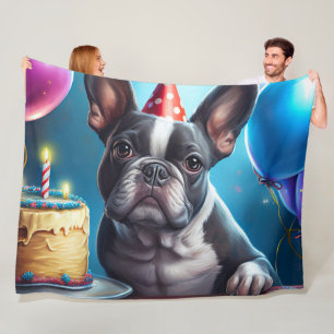 Cobertor De Velo Festa de Aniversário do Frenchie: Um Bulldog Franc