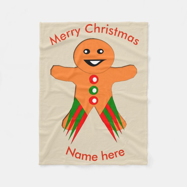 Cobertor De Velo Festa de Natal Gingerbird Man Fleece Blanket (Frente)