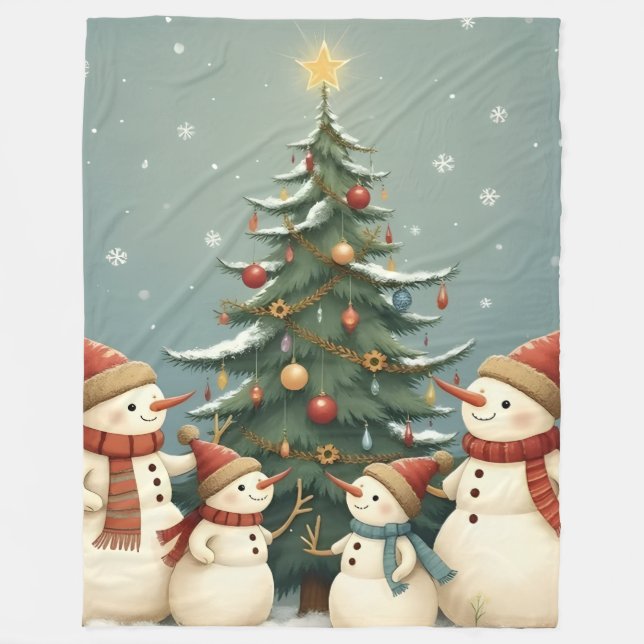 Cobertor De Velo Festive Snowman Family Christmas Collection (Frente)