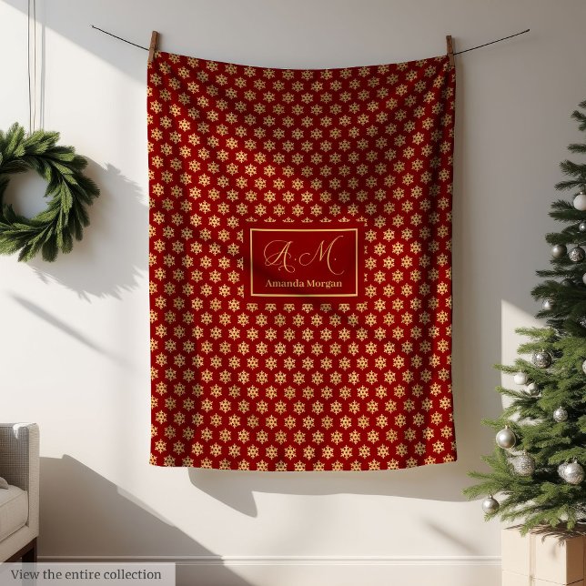 Cobertor De Velo Festive Throw Blanket Red Gold Snowflake Christmas (Festive Throw Blanket Red Gold Snowflake Christmas)