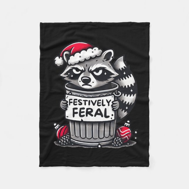 Cobertor De Velo Festively Raccoon Natal Funny Holiday An (Frente)