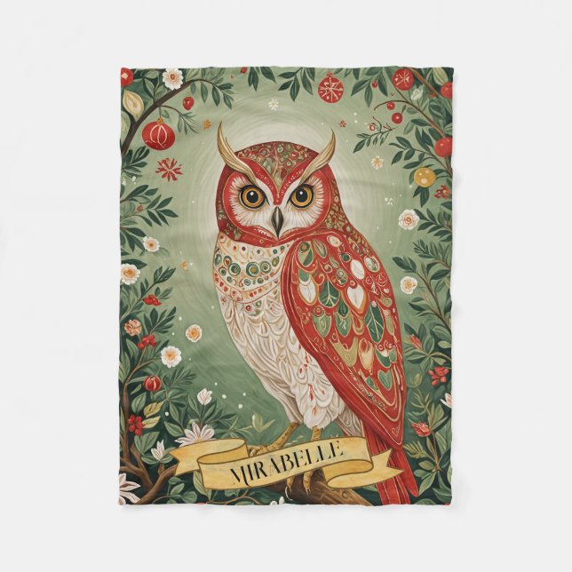Cobertor De Velo Festivo Foliage Owl Personalizado (Frente)