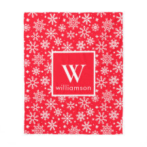 Festivo Red Snowflake Monogramas Natal