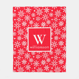 Cobertor De Velo Festivo Red Snowflake Monogramas Natal