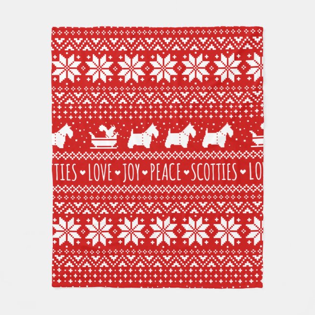 Cobertor De Velo Festivo Scottie Dogs Natal | Terriers escoceses (Frente)