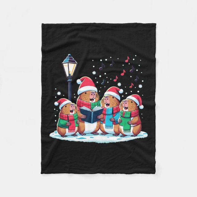 Cobertor De Velo Festivo Winter Capybara Christmas (Frente)