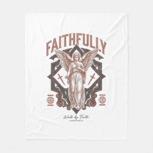 Cobertor De Velo Fielmente Anjo Gravura Vintage Camiseta Cristã