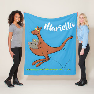 Cobertor De Velo Figura de desenho animado de canguru e koalas