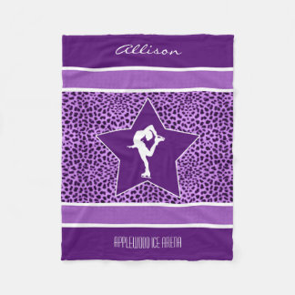 Cobertor De Velo Figura patinador com impressão e monograma roxos