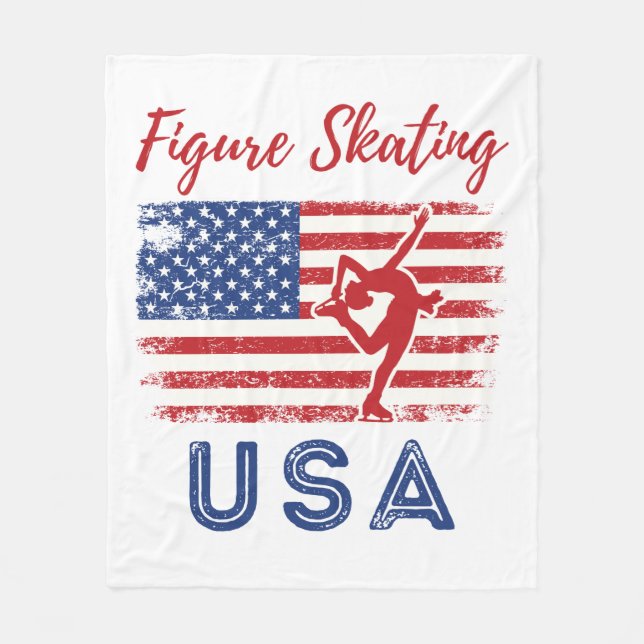 Cobertor De Velo Figura Skater USA Flag Ice Skater (Frente)