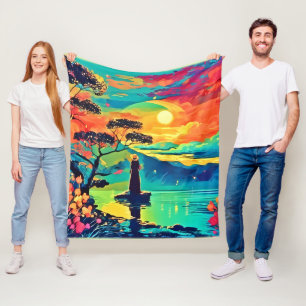 Cobertor De Velo Figura solitária no Sunset