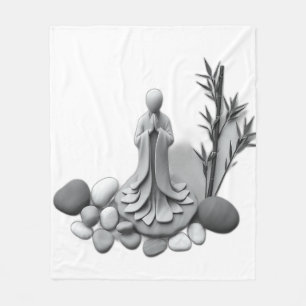 Cobertor De Velo Figura Zen com Bamboo e Pedras