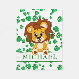 Cobertor De Velo Filhos de Padrão do Nome da Selva do Cartoon Safa