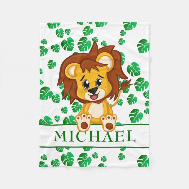 Cobertor De Velo Filhos de Padrão do Nome da Selva do Cartoon Safar (Frente)