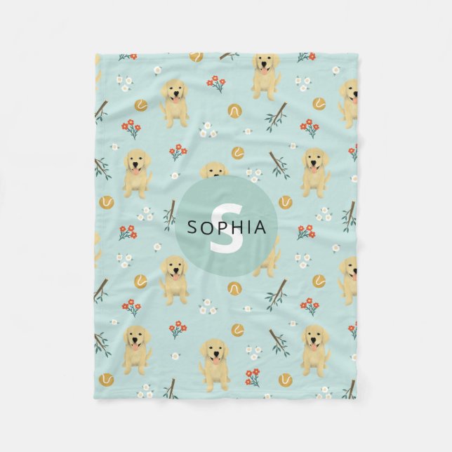Cobertor De Velo Filhos Monográficos do Cão do Retriever do Ouro Ca (Frente)
