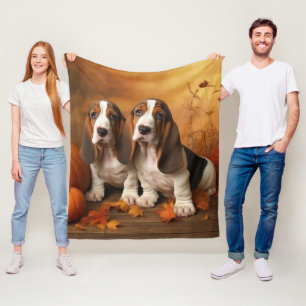 Cobertor De Velo Filhote de Basset Hound Delícia de Outono Abóbora