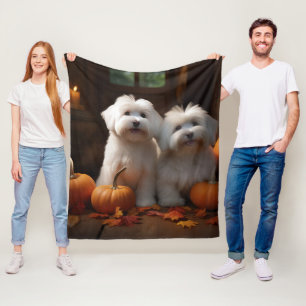Cobertor De Velo Filhote de Coton De Tulear Delícia de Outono Abóbo