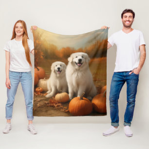 Cobertor De Velo Filhote de Great Pyrenees Delícia de Outono Abóbor