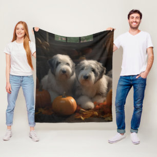Cobertor De Velo Filhote de Old English Sheepdog Delícia de Outono