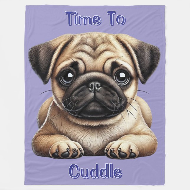 Cobertor De Velo Filhote de Pug (Frente)