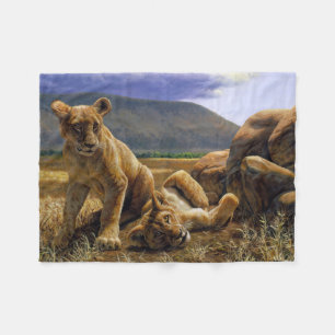 Cobertor De Velo Filhotes de Leões Africanos Cons