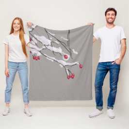 Cobertor De Velo Filiais De Berries De Inverno Cobertas Por Neve