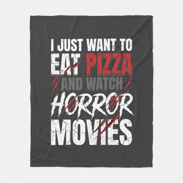 Cobertor De Velo Filmes de Terror de Pizza Design de Halloween_1 (Frente)