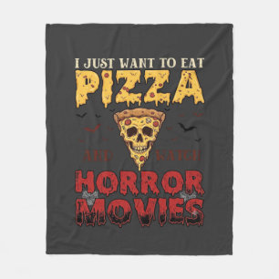Cobertor De Velo Filmes de Terror de Pizza Halloween Caveira Morceg