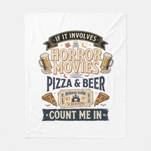 Cobertor De Velo Filmes de Terror Pizza Cerveja Divertido Halloween