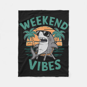 Cobertor De Velo Fim De Semana Vibes Tubarão Relaxa Na Praia Retro