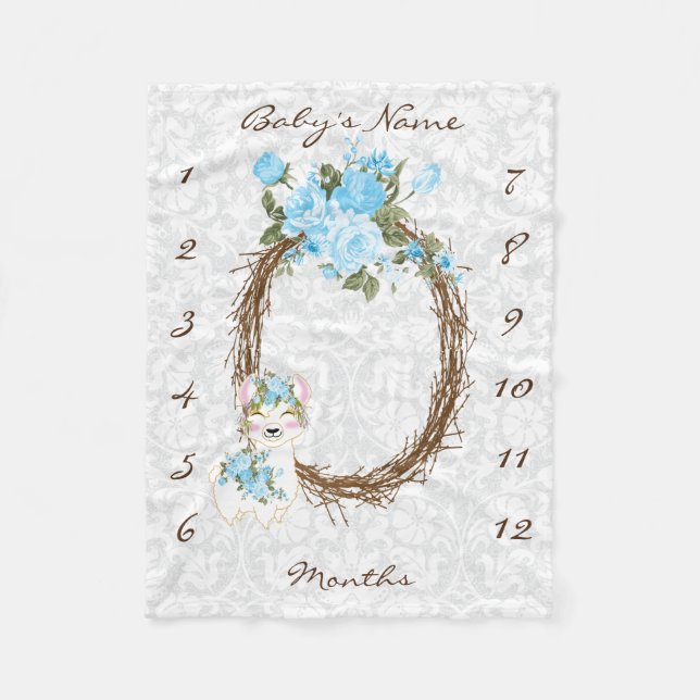 Cobertor De Velo Fim - Llama - Azul (Frente)